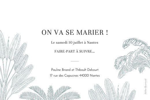 Save the Date Oiseaux de paradis bleu - Verso
