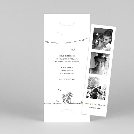 Carte de remerciement mariage Promesse bohème (marque-page) blanc - Vue 1