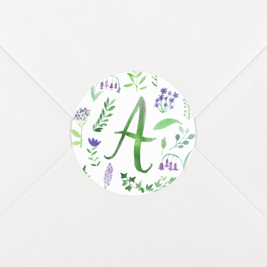 Stickers pour enveloppes naissance Alphabet fleuri blanc - Vue 1