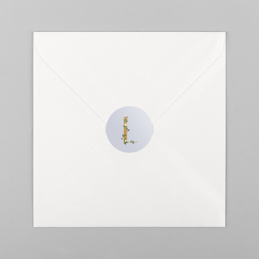 Stickers pour enveloppes naissance Lettres fleuries jaune et bleu - Vue 2