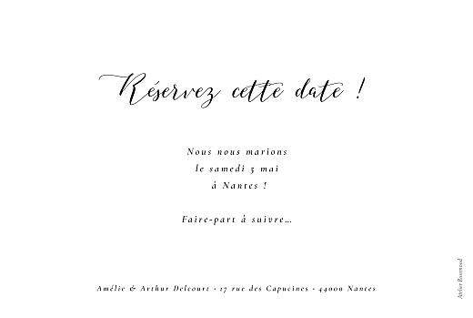 Save the Date Bloomy blanc - Verso