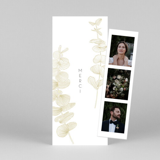 Carte de remerciement mariage Envolée d'eucalyptus (photomaton) ocre - Vue 1