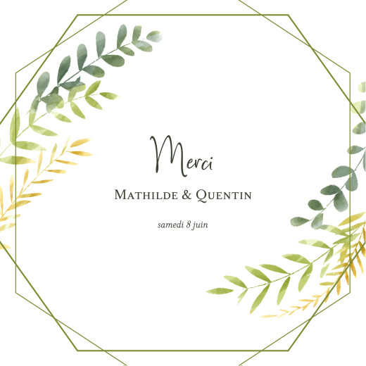 Carte de remerciement mariage Enchanté vert - Recto