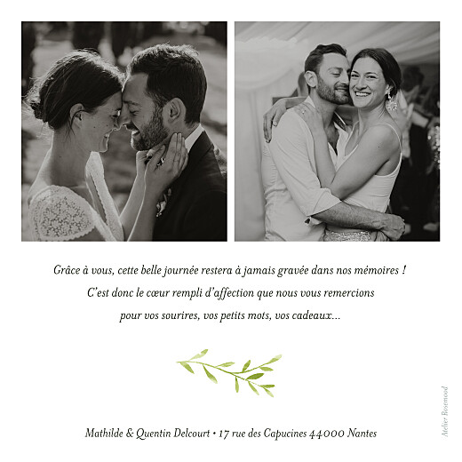 Carte de remerciement mariage Enchanté vert - Verso