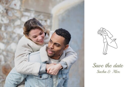 Save the Date Votre mariage en pictos vert - Recto