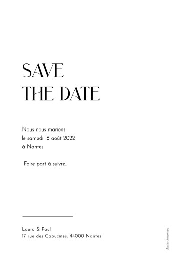 Save the Date Diamant (dorure) blanc - Verso