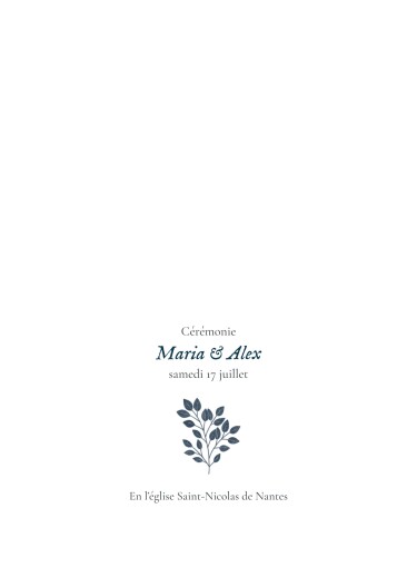Couverture livret de messe mariage Signature végétale Bleu - Page 1