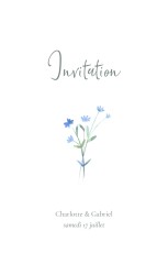 Carton d'invitation mariage Couronne florale (portrait) Bleu