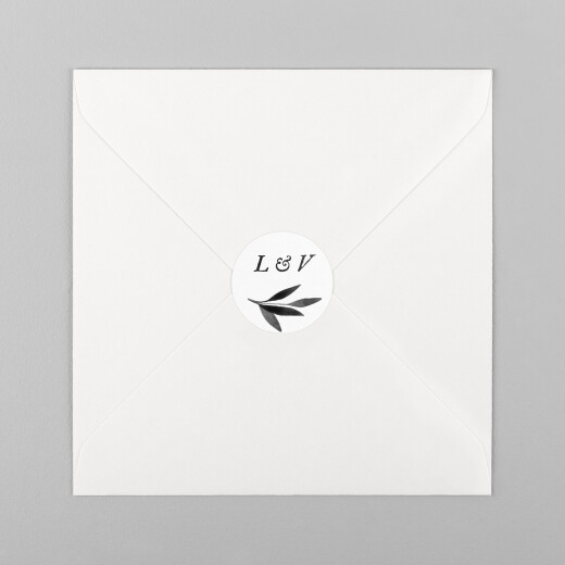 Stickers pour enveloppes mariage Feuille aquarelle noir - Vue 2