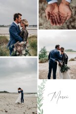 Carte de remerciement mariage Couronne d'eucalyptus (multi-photo) rose