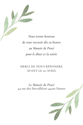 Carton d'invitation mariage Luberon (portrait) bleu - Verso