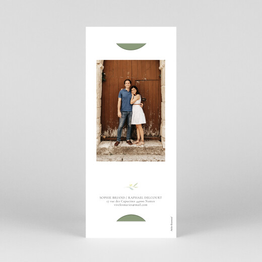 Faire-part de mariage Bouquet champêtre (marque page) vert - Vue 4