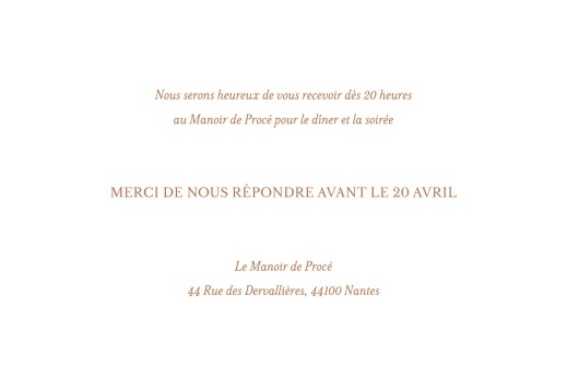 Carton d'invitation mariage Bouquet bohème (paysage) blanc - Verso