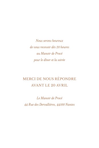 Carton d'invitation mariage Bouquet bohème (portrait) blanc - Verso