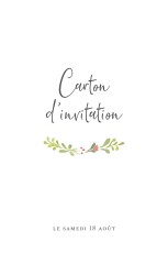 Carton d'invitation mariage Cueillette (portrait) blanc