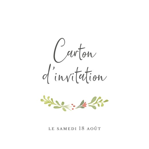 Carton d'invitation mariage Cueillette blanc - Recto