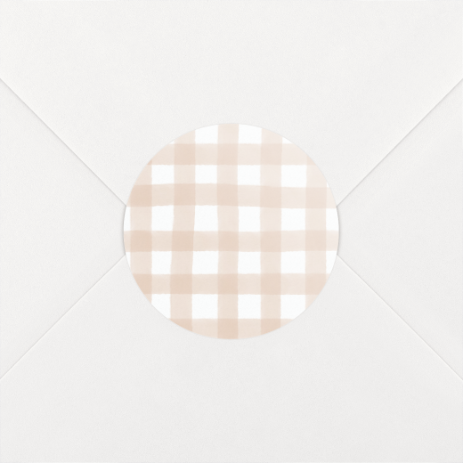 Stickers pour enveloppes naissance Joli vichy beige - Vue 1
