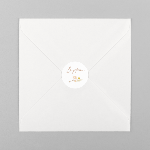 Stickers pour enveloppes baptême Pampas fleuries blanc - Vue 2