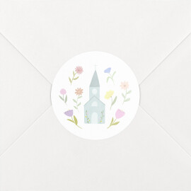 Stickers pour enveloppes baptême Village en fête blanc