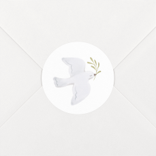 Stickers pour enveloppes baptême Colombe champêtre blanc