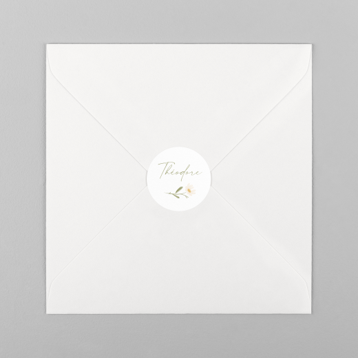 Stickers pour enveloppes baptême Printemps blanc - Vue 2