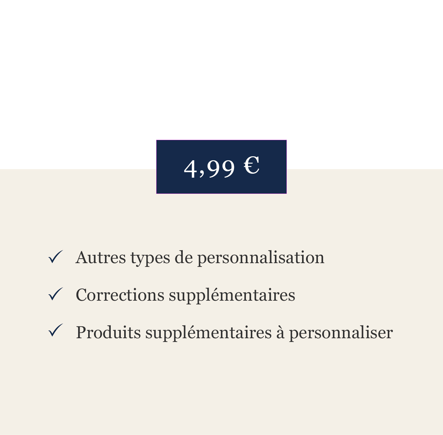 Produit sur mesure Option complémentaire